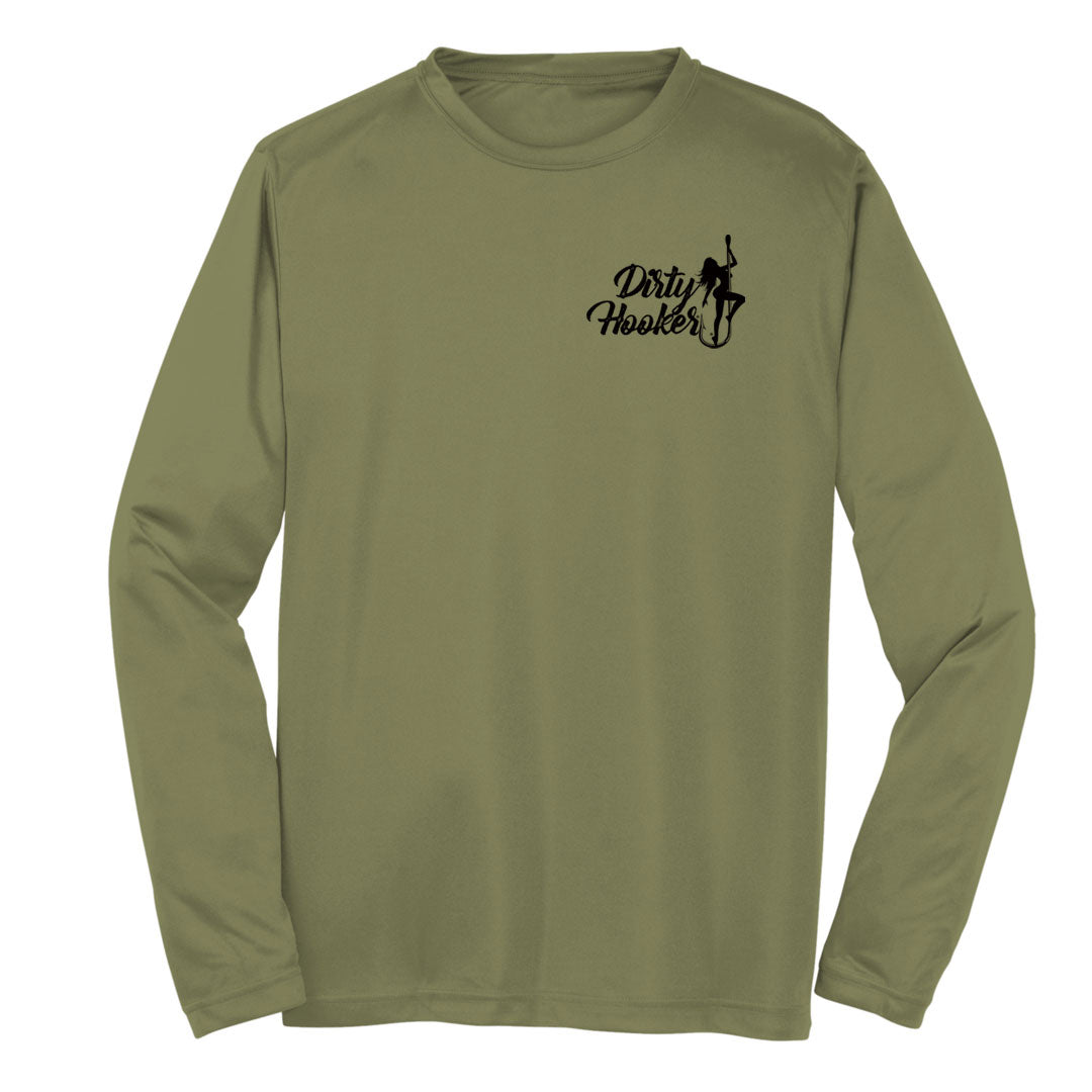 Dirty Hooker COMBO: Military Green Dry Fit with DH Vintage Black & Deluxe Military Green and Black Hat